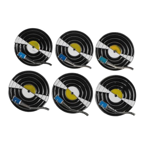 KOMBIUDA 6 Stück Retro Plattenspieler Broschen Kreative Musik Enamel Abzeichen für Rucksäcke Taschen Pullover und Kleider von KOMBIUDA