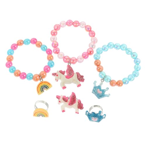 KOMBIUDA 6 Stück Teiliges Armband Bunten DIY ringen Niedliches Einhorn design Langlebig und Verstellbar Geeignet für Mädchen und Teenager als Geschenk und Schmuck von KOMBIUDA