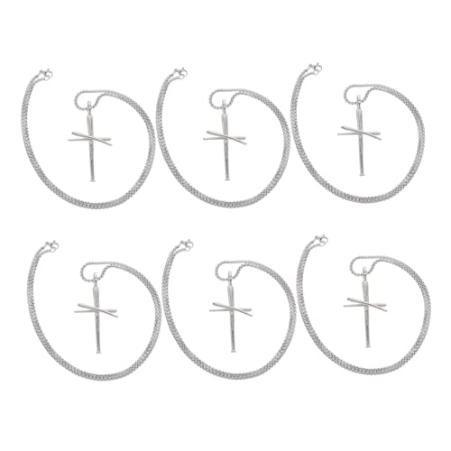 KOMBIUDA 6 Stück Teiliges Edelstahl Herren Damen Urbaner Streetdance Stil Silberfarbene Gebetskette Vielseitig Kombinierbar Modische Hip-hop Halskette für Alltag und Bühne von KOMBIUDA