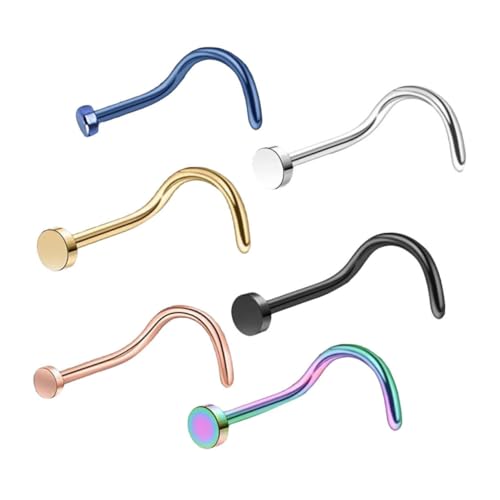 KOMBIUDA 6 Stück Teiliges Flacher Nasenstecker aus Unisex Nasenringe in Silber Schwarz Gold Blau Bunt Roségold Langlebiger und Hautfreundlicher Nasenschmuck für Damen und Herren KOMBIUDA 6 Stück Teiliges Flacher Nasenstecker aus Unisex Nasenringe in Silber Schwarz Gold Blau Bunt Roségold Langlebiger und Hautfreundlicher Nasenschmuck für Damen und Herren von KOMBIUDA