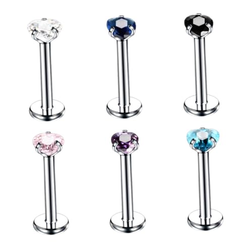 KOMBIUDA 6 Stück Teiliges Herzförmige Nasenstecker aus Edelstahl mit Zirkonia in Weiß Dunkelblau Saphirblau Violett Schwarz Langlebige Modische Piercing Schmuck für Damen und Herren KOMBIUDA 6 Stück Teiliges Herzförmige Nasenstecker aus Edelstahl mit Zirkonia in Weiß Dunkelblau Saphirblau Violett Schwarz Langlebige Modische Piercing Schmuck für Damen und Herren von KOMBIUDA