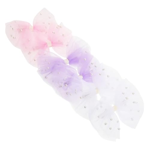 KOMBIUDA 6 Stück Teiliges Mädchen Haarspangen mit Elastischen Gauze Schleifenclips Sanfter Sitz Rutschfest Leichte Haarschmuck-accessoires in Rosa Weiß Flieder für Neugeborene und von KOMBIUDA