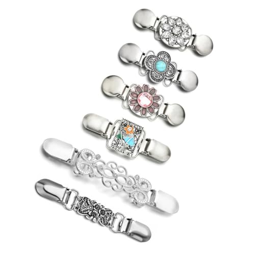 KOMBIUDA 6 Stück Teiliges Vintage Blumendesign Cardigan Clips für Damen Stabile Strickjacken und Pullover Clips aus Hochwertiger Legierung Rutschfest und Eleganter Schmuck für Kleider und von KOMBIUDA