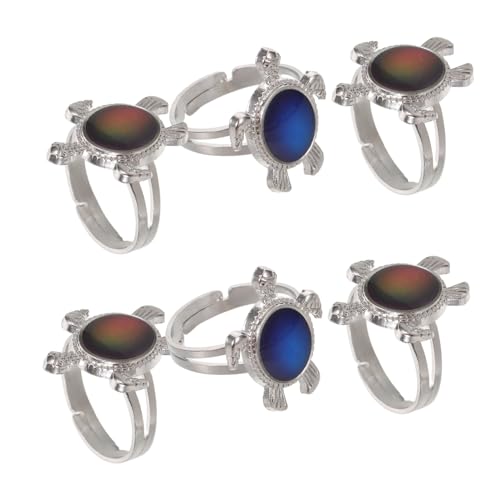 KOMBIUDA 6 Stück Verstellbare Schildkröten-stimmungsringe für Teens Farbwechsel Temperaturfühlende Emotionen Schmuck für Partys und Alltag von KOMBIUDA