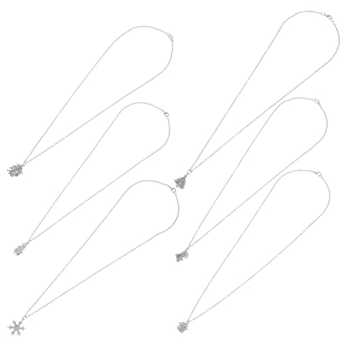 KOMBIUDA 6 Stück Weihnachtsketten-Set Weihnachtsschmuck Weihnachtsketten für Frauen Halskette mit Weihnachtsbaumanhänger Halskette mit Weihnachtsanhänger Winterferienkette Legierung Silber KOMBIUDA 6 Stück Weihnachtsketten-Set Weihnachtsschmuck Weihnachtsketten für Frauen Halskette mit Weihnachtsbaumanhänger Halskette mit Weihnachtsanhänger Winterferienkette Legierung Silber von KOMBIUDA