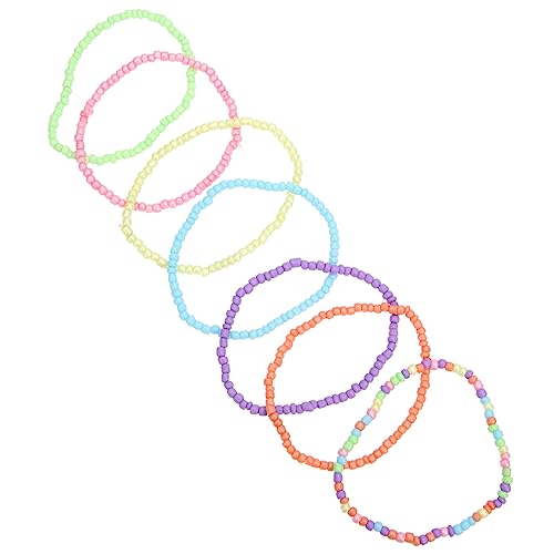 KOMBIUDA 7 Stück Teiliges Armband Bunte Perlenarmbänder für Mädchen Jahre Verstellbar Sommerlich Lebendige Farben Leicht und Angenehm als Holiday Bracelet von KOMBIUDA