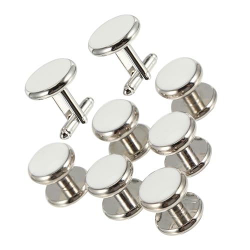 KOMBIUDA 8 Stück Teiliges Manschettenknopf-set für Herren Klassische Runde Form Französischer Stil Stilvolle Tuxedo Manschettenknöpfe und Hemdknöpfe Für Französische Manschetten für von KOMBIUDA
