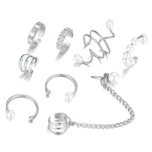 KOMBIUDA 8 Stück Teiliges Perlen Ear Cuff Clip nicht Durchbohrte Ohrklemme Modische Ohrringe für Damen und Herren Einfach Anzubringen Vielseitig Tragbar für Alltag und Besondere Anlässe von KOMBIUDA