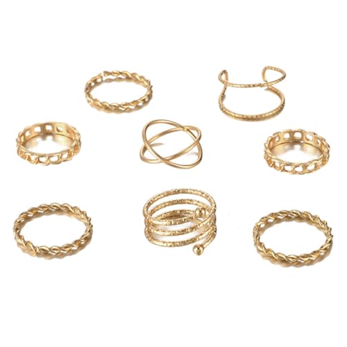 KOMBIUDA 8 Stück Teiliges Vintage Ringe Set Goldfarben Kreative Finger Ringe Stapelbar Modisches Schmuckgeschenk für Damen Verstellbar Elegant und Langlebig KOMBIUDA 8 Stück Teiliges Vintage Ringe Set Goldfarben Kreative Finger Ringe Stapelbar Modisches Schmuckgeschenk für Damen Verstellbar Elegant und Langlebig von KOMBIUDA
