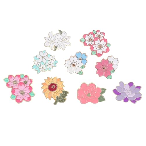 KOMBIUDA 9 Stück Teiliges Blumen Emaille Anstecknadeln Metallbroschen mit Glänzendem Lack Dekorative Frühlingspins für Rucksäcke Kleidung Jacken Damen und Herren Langlebig und Farbintensiv von KOMBIUDA