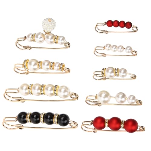 KOMBIUDA 9 Stück Teiliges Damen Strickjacken Clips mit Perlen Stilvolle Schal und Cardigan Broschen Leichte Langlebige Kleidungsklammern für Pullover Vielseitige Schmuck Clips für Frauen von KOMBIUDA