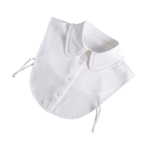 KOMBIUDA Abnehmbarer Fake Kragen Damen Weiß Chiffon Halbe Bluse Rüschenkragen Elegant Atmungsaktiv Für Alltag Party Termine von KOMBIUDA