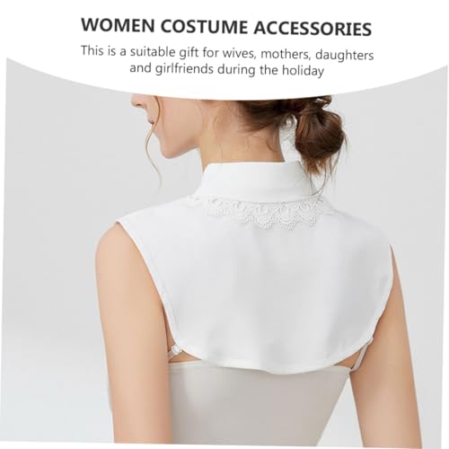 KOMBIUDA Abnehmbarer Weißer Fake Kragen Damen Halb Hemd Kragen Spitzenbesatz Chiffon Dekorativer Bubikragen für Pullover Blusen Kleider Alltag Party von KOMBIUDA
