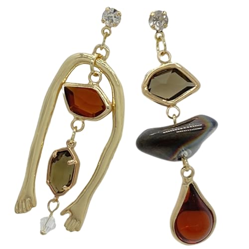 KOMBIUDA Asymmetrische Damen Ohrringe aus Legiertem Material Leichte Kreative Ohrstecker mit Modernem Abstraktem Design Ohraccessoires für Alltag Party und von KOMBIUDA