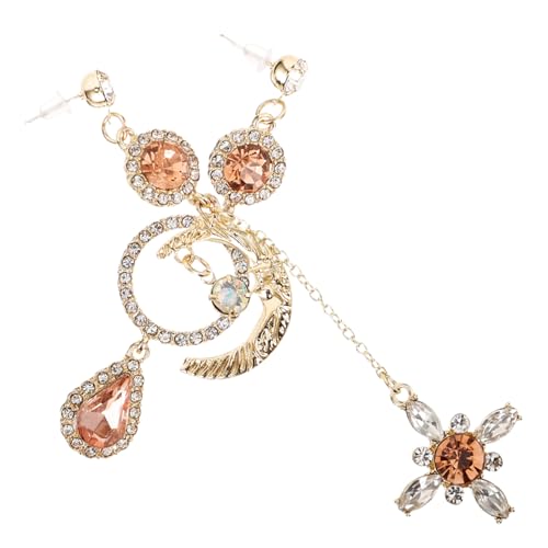 KOMBIUDA Asymmetrische Damen Ohrstecker Mondform Vintage Barock Stil Lange Quasten Ohrringe mit Strass Verziert für Elegante Statement looks von KOMBIUDA