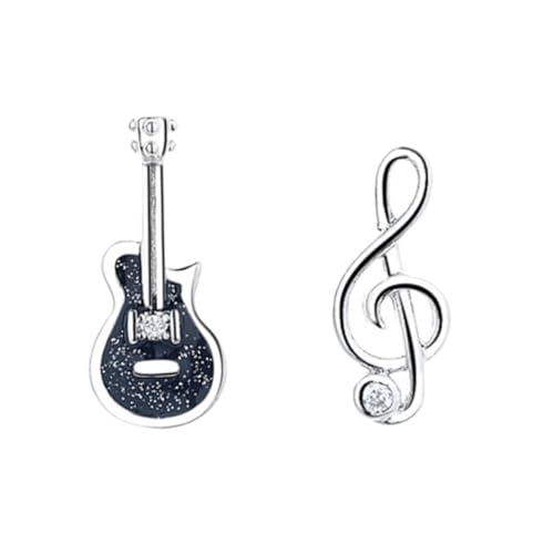 KOMBIUDA Asymmetrische Gitarren Ohrstecker Musiknoten Design Damen Schmuck Mädchen Modisch Bequem für Alltag Party Geschenk von KOMBIUDA