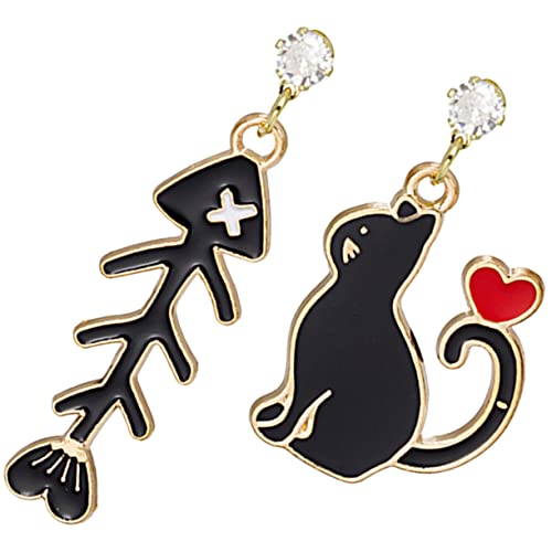 KOMBIUDA Asymmetrische Katzen und Ohrringe für Damen Trendige Ohrhänger Lustiges Design Leicht Kombinierbar Eleganter Schmuck Geschenkidee für Frauen von KOMBIUDA