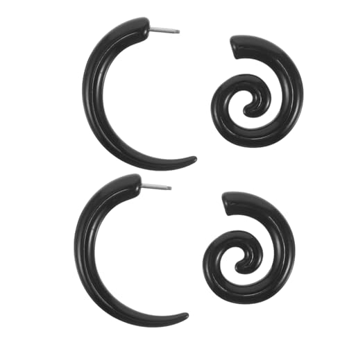 KOMBIUDA Asymmetrische Spiralohrstecker Schneckenform aus Leichte Schwarze Ohrhänger mit Flügel Design Komfortabel und Langlebig für Partys und Alltag Modischer Ohr Expander von KOMBIUDA