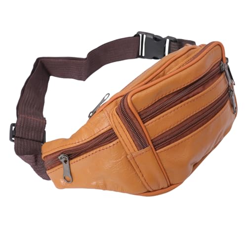 KOMBIUDA Bauchtasche Herren Verstellbar mit Reißverschluss Kleine Brusttasche Outdoor Reise Sport Hüfttasche Braun von KOMBIUDA