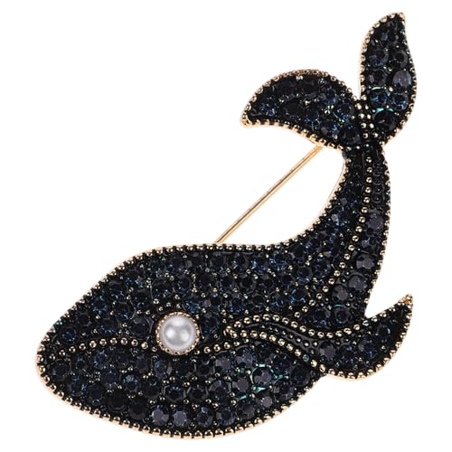 KOMBIUDA Blaue Strass Walbrosche für Damen Elegante Tierbrosche mit Kristallbesatz Modischer Anstecker für Kleidung Schal und Hut Geschenk zu Valentinstag und Weihnachten von KOMBIUDA