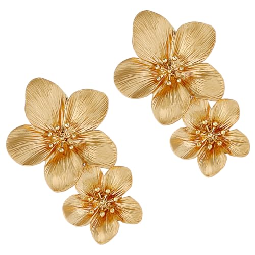 KOMBIUDA Blumen Ohrstecker Damen Goldfarben Modisch Langlebiges Material Stilvolle Ohrschmuck Für Alltag und Geschenk Valentines Day von KOMBIUDA