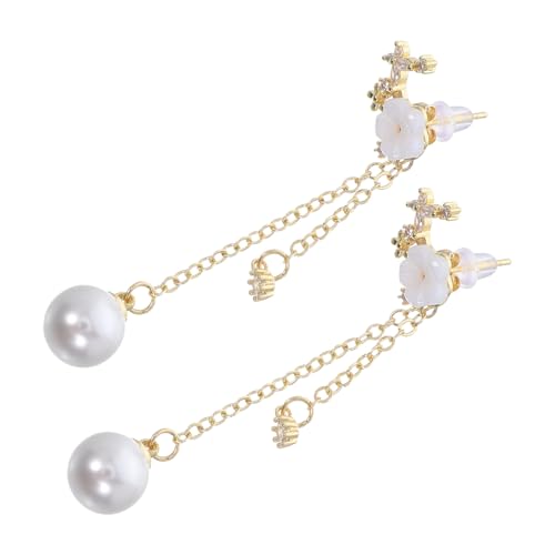 KOMBIUDA Blumige Lange Ohrringe Damen Boho Tassel Ohrhänger mit Muschelblüten Leichte Ohrstecker für Hochzeit und Alltag Teiliges Goldfarben von KOMBIUDA