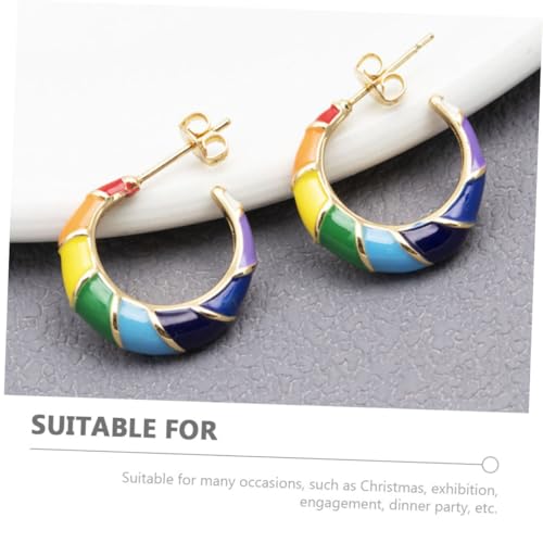 KOMBIUDA Bohemia Ohrstecker Damen Kreative Regenbogen Ohrringe Schmuck Modischer Ohrschmuck für Frauen Eleganter Modeschmuck Geschenk von KOMBIUDA