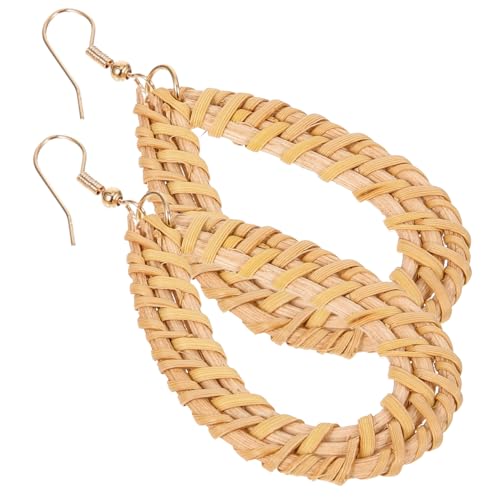 KOMBIUDA Boho Rattan Ohrringe Damen Leicht Geflochtene Hängende Beach Schmuck Handgemacht Modisch Ethnisch Geometrisch Stilvoll Für Alltag Urlaub Party von KOMBIUDA