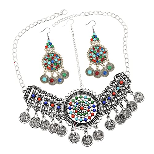 KOMBIUDA Boho Vintage Schmuckset Damen Kette und Dangling Earrings Ohrhänger Retro Haarschmuck für Hochzeit Braut Party und Alltag KOMBIUDA Boho Vintage Schmuckset Damen Kette und Dangling Earrings Ohrhänger Retro Haarschmuck für Hochzeit Braut Party und Alltag von KOMBIUDA