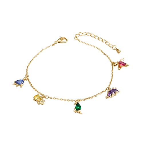 KOMBIUDA Bunte Dinosaurier Halskette Gold Vergoldet mit Farbigen Zirkonia Anhänger Kleine Mädchen Clavicle Schmuck Langlebige Halskette für Freundin und Tochter von KOMBIUDA
