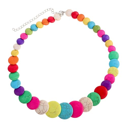 KOMBIUDA Bunte Stein Halskette Strandstil Kreative Statement Kollektion Perlenkette Damen Schmuck für Urlaub Party Reise Anlass von KOMBIUDA
