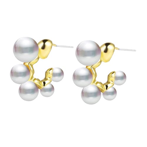 KOMBIUDA C förmige Perlenohrringe für Frauen Leichte Ohrstecker mit Elegantem Retro design Hautfreundlich Korrosionsbeständig Geeignet für Hochzeit Party Alltag von KOMBIUDA