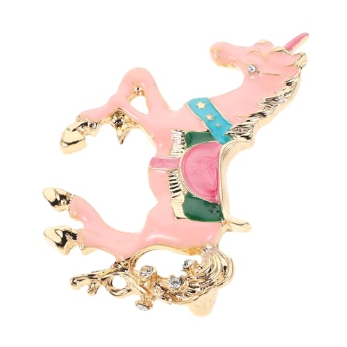 KOMBIUDA Chinesische Pferdebrosche Emaille mit Schmuckstein Feng Shui Anstecknadel für Kleidung und Cardigan Jahr Des Pferdes Tierkreiszeichen Schmuck für Jacken und Taschen von KOMBIUDA