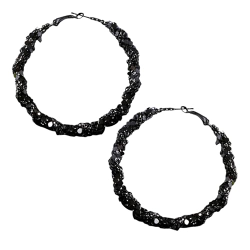 KOMBIUDA Chunky Schwarze Creolen Ohrringe Damen Metall Große Statement Hoop Earrings Modische Leichte Langlebige Ohrschmuck für Alltag und Besondere Anlässe von KOMBIUDA