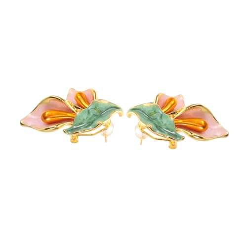 KOMBIUDA Clip Ohrringe Blumen Design Vintage Stil Hautfreundliche Nicht Piercing Ohrclips Damen Tropfenform für Freizeit und Festliche Anlässe Geschenkidee von KOMBIUDA