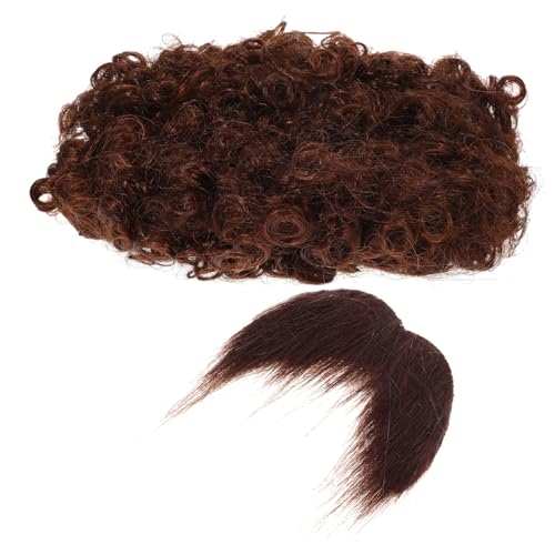 KOMBIUDA Cosplay Afro Perücke und Set Braunes Party Kostüm Zubehör Künstliche Afro Perücke mit für Halloween Mottopartys Verkleidung und Bühnenauftritte von KOMBIUDA
