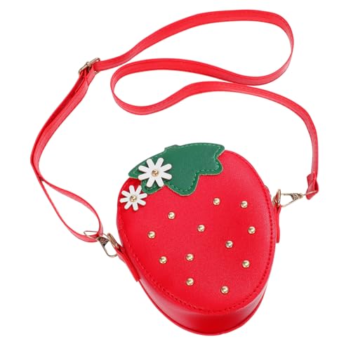 KOMBIUDA Crossbody Tasche Erdbeerform PU Kleine Umhängetasche Verstellbarer Schulterriemen Mode Portmonee für Mädchen Ausflug Shopping Party von KOMBIUDA