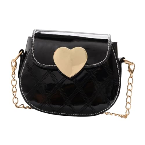 KOMBIUDA Crossbody Tasche PU Material Mädchen Umhängetasche Leichte Kompakte Single shoulder Bag für Alltag Party Geschenk zu Kinderfesten Modisch Schwarzes Design Langlebig und Praktisch von KOMBIUDA