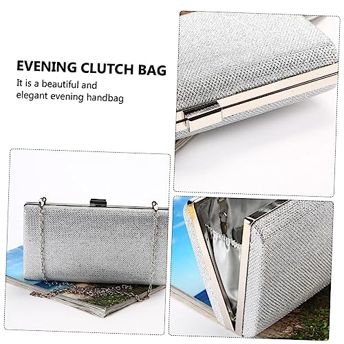 KOMBIUDA Damen Abendtasche Clutch Silber Glänzend Große Kapazität Leicht Elegant Für Hochzeit Party Ball Festliche Events von KOMBIUDA