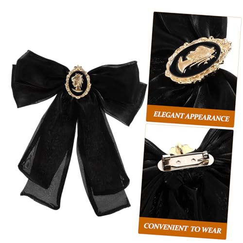 KOMBIUDA Damen Brosche Schleife Vintage Anstecknadel für Kleidung und Kragen Elegant Großer Schwarzer Barock bogen Vielseitig für Kleider Hüte Schals Geeignet von KOMBIUDA