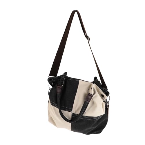 KOMBIUDA Damen Canvas Tote Tasche Kleine Umhängetasche Schulter Crossbody Bag Vielseitig Tragbar für Alltag und Arbeit in Schwarz von KOMBIUDA