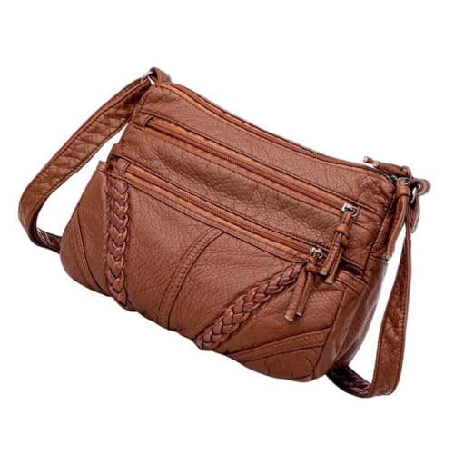 KOMBIUDA Damen Crossbody Tasche Große Kapazität Weiche Lederoptik Modische Schultertasche Alltag Elegant Kreative Handtasche Braun von KOMBIUDA