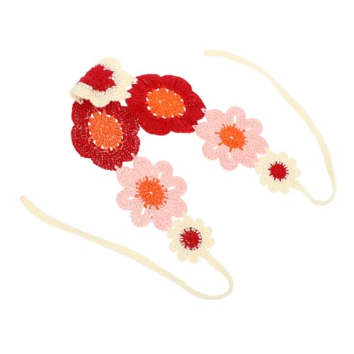 KOMBIUDA Damen Häkel stirnband mit Großer Roter Blume Weiches Bandana Haarband aus Modisches Bequemes Kopfband für Mädchen und Frauen Vielseitiges Hautfreundliches Accessoire von KOMBIUDA