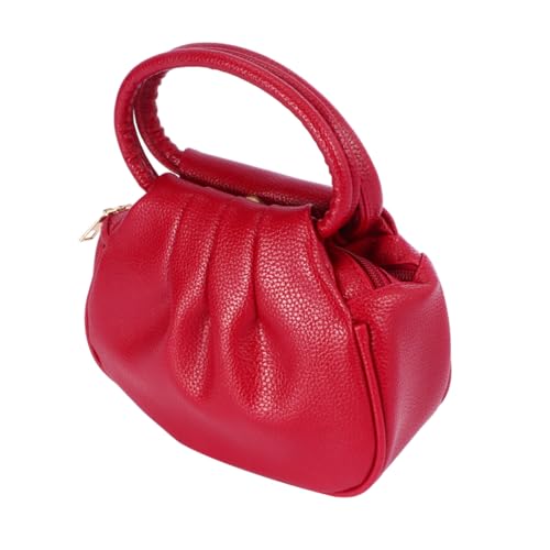 KOMBIUDA Damen Mini Handtasche PU Material Klein Münzbörse mit Reißverschluss und Schnalle Modische Clutch Tasche in Rot Eleganter Geldbeutel für Shopping und Alltag von KOMBIUDA