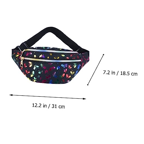 KOMBIUDA Damen PU Bauchtasche mit Schmetterlingsmuster Vielseitige Handytasche als Hüft Brust und Umhängetasche in Schwarz Kompakt und Strapazierfähig von KOMBIUDA