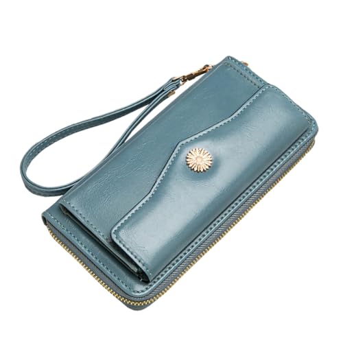 KOMBIUDA Damen Portemonnaie Lang mit Münzfach Große Kapazität Stilvolle Handtasche für Frauen Leicht und Langlebig Blau von KOMBIUDA