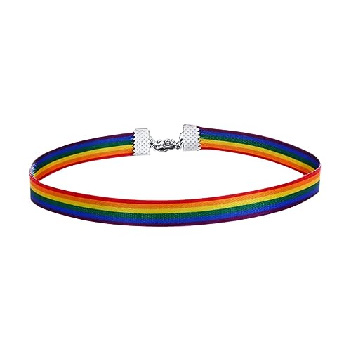 KOMBIUDA Damen Regenbogen Halskette Leichtes Design Dual Verwendbar als Armband Modisches Schmuckstück Farbenfrohe Kurze Clavicle Ribbon Kette für Frauen und Freunde von KOMBIUDA