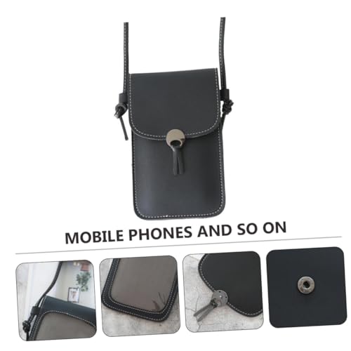 KOMBIUDA Damen Umhängetasche PU Handytasche Schwarz Crossbody Bag mit Transparentem Displayfach Praktisch und Leicht für Alltag und Freizeit von KOMBIUDA