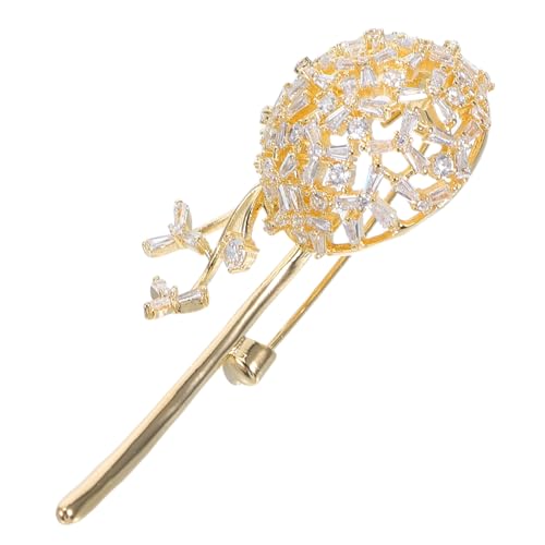 KOMBIUDA Dandelion Brosche mit Funkelnden Zirkonsteinen Modischer Cardigan Collar Clip Vielseitiger Anstecker für Damenkleidung Sicherer Halt bei Formellen und Freizeit Anlässen Stilvolles von KOMBIUDA