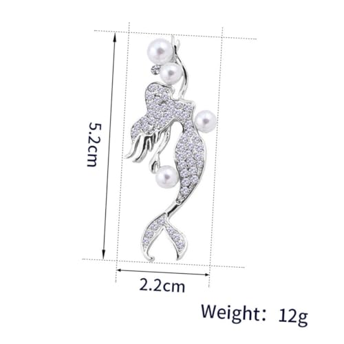 KOMBIUDA Delikate Meerjungfrau Brosche mit Strass und Perle Silberfarbene Anstecknadel für Damen Modische Brustnadel für Kleidung Geeignet für Kleider Taschen Schals und Hüte von KOMBIUDA